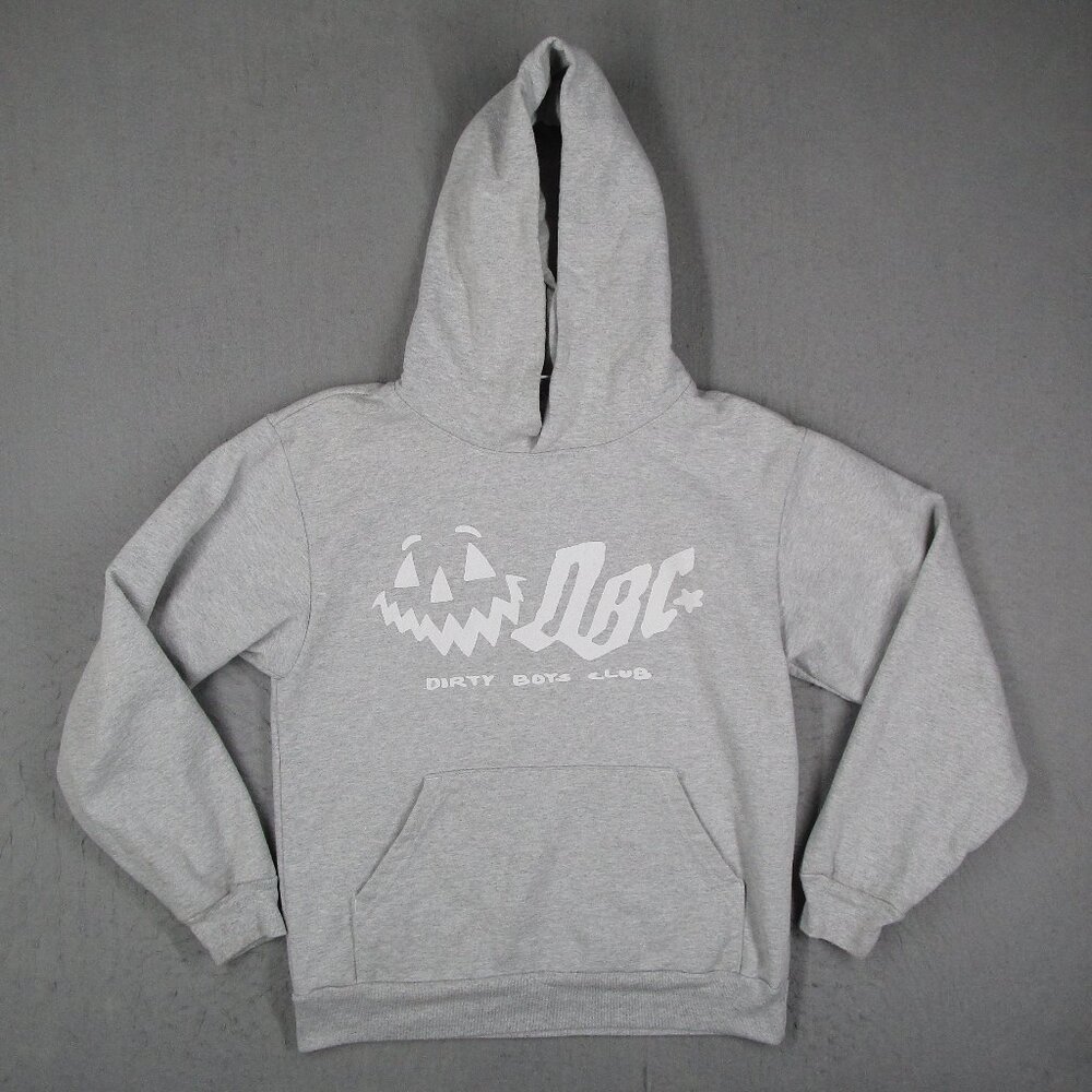 DBC Dirty Boys Club Hoodie Mens Small Gray Pullover Fleece Long Sleeve Kangaroo